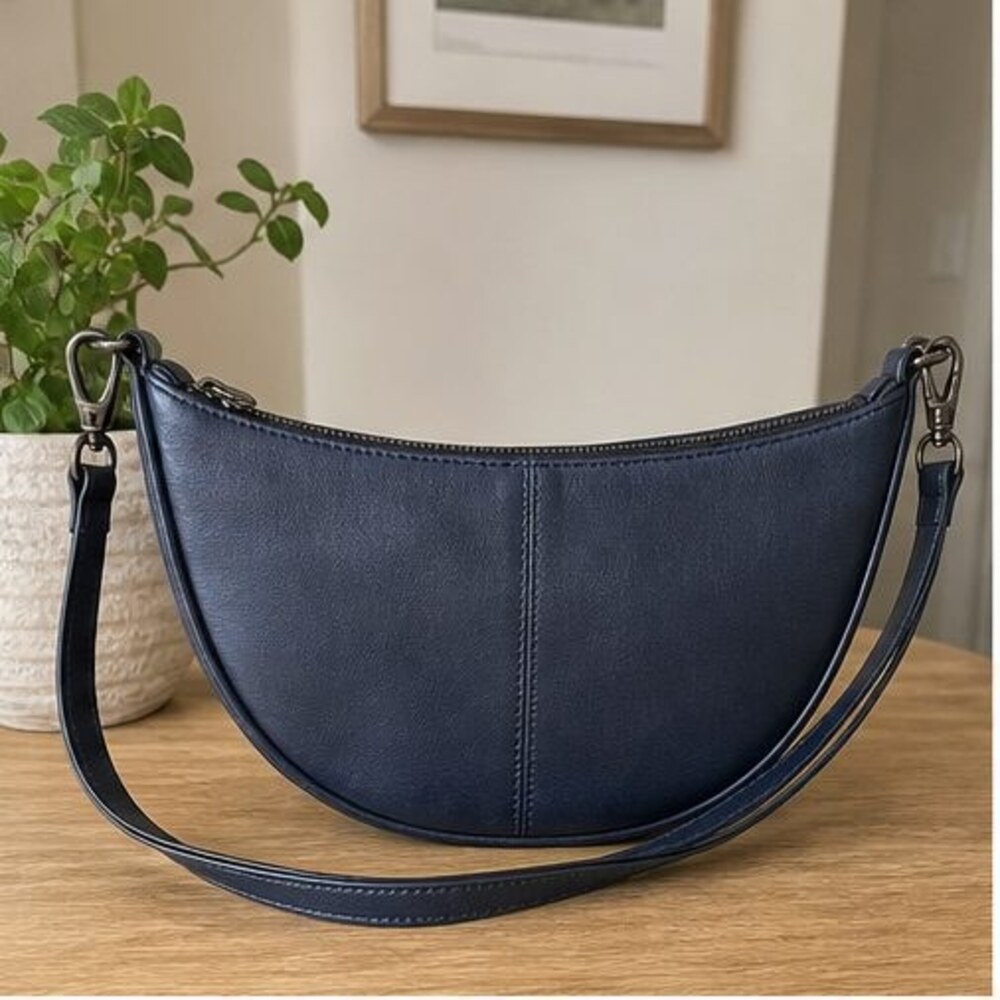 Navy Faux Leather Bag